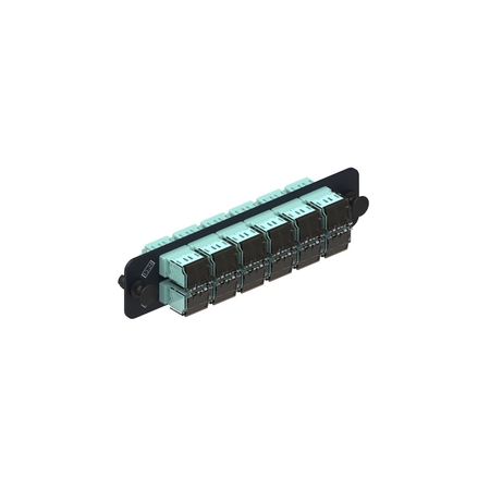 COMMSCOPE 24-PORT FIBER PANEL E/W, 12 LAZRSPEED DUPLEX ADAPTERS, 760028209 PNLBK024MFALC02